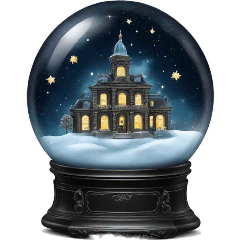 vintage black rococo night sky snow globe emoji