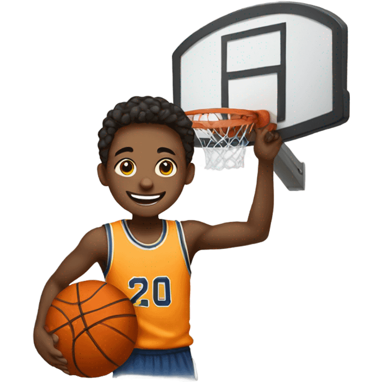 smiling boy playing basketball emoji