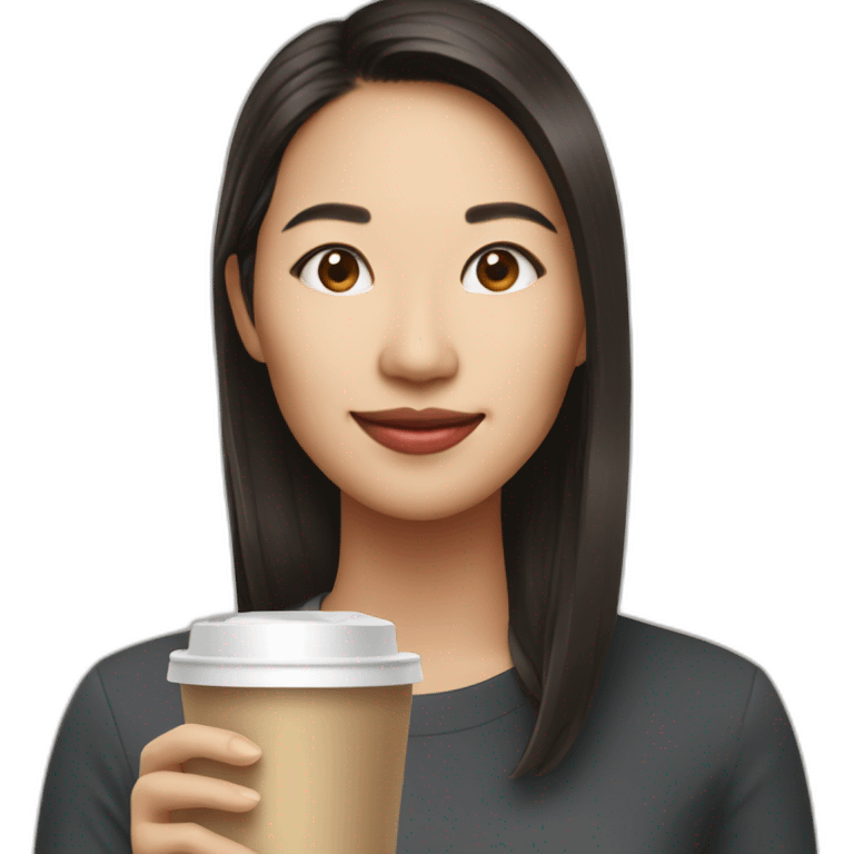 singaporean woman product manager with takeaway coffee emoji