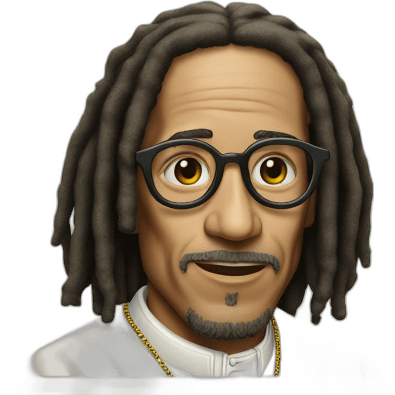 Pope frances with subglasses, dreadlocks and a white bob marley shirt emoji