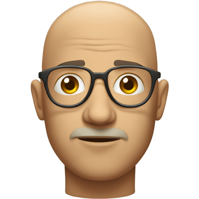 bald man with glasses indoors frowning emoji