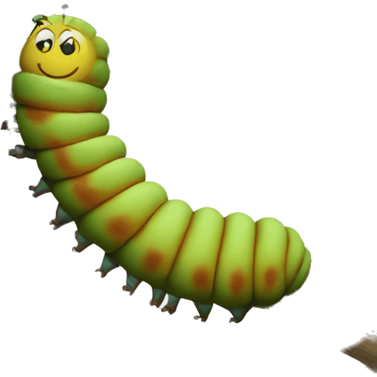 Caterpillar on a branch emoji