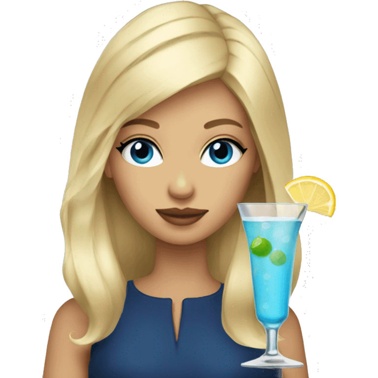 blonde hair blue eye girl drinking martini  emoji