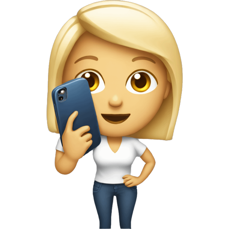 female holding big phone emoji