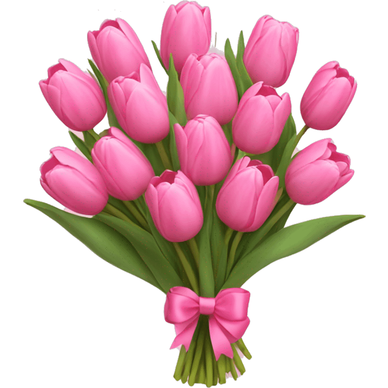 Pink tulips bouquet with pink bow  emoji