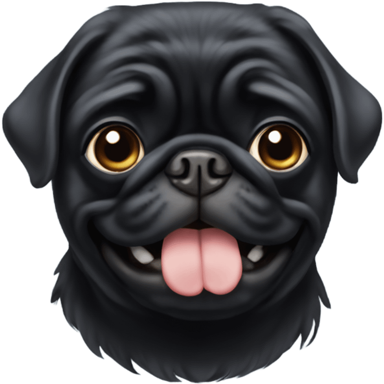 Black pug with wig emoji