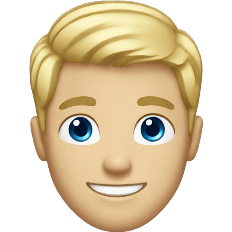 Blonde dude with short hair smiling and blue eyes emoji