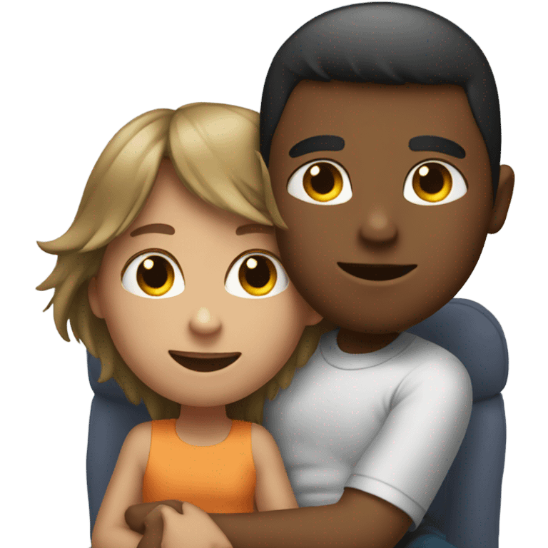 Girl sitting on boys lap emoji