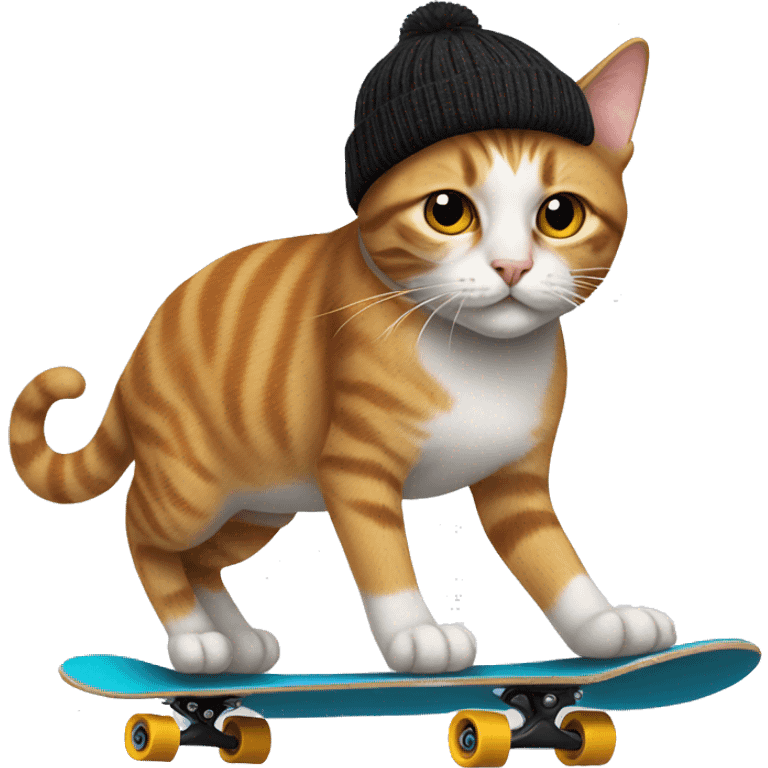 cat wearing a beanie on a skateboard emoji