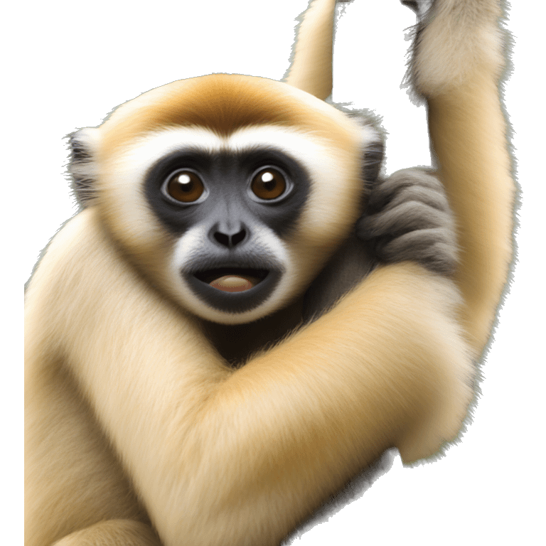 gibbon qui fait un calin a un sotalia emoji