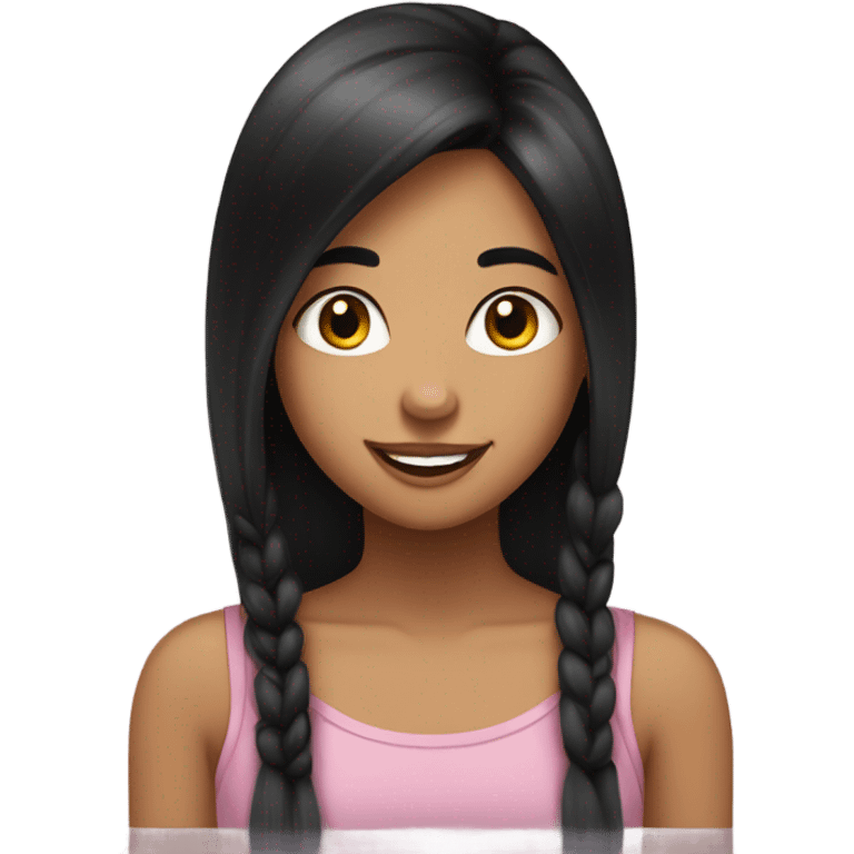 a girl with long black hair olive skinned happy expression eyelashes  emoji