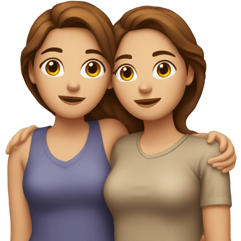 Lesbian cuddles brown hair  emoji