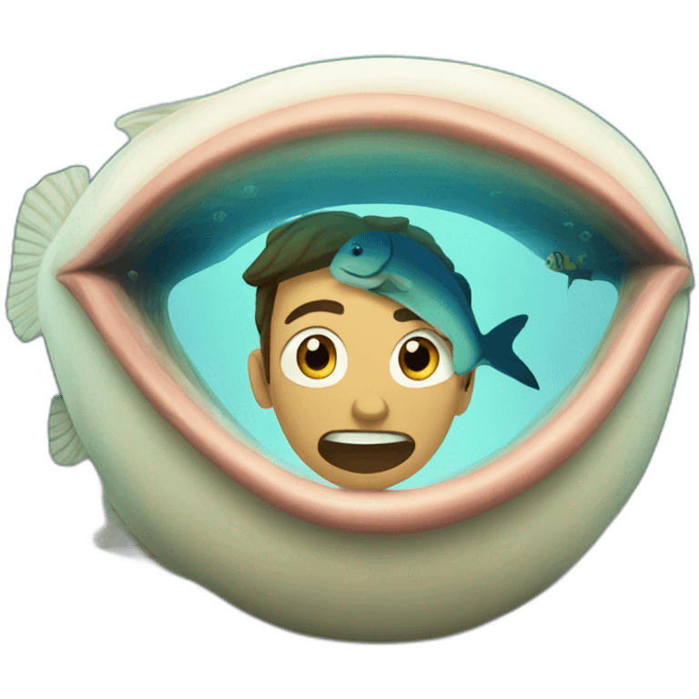 Jonah inside the fish emoji