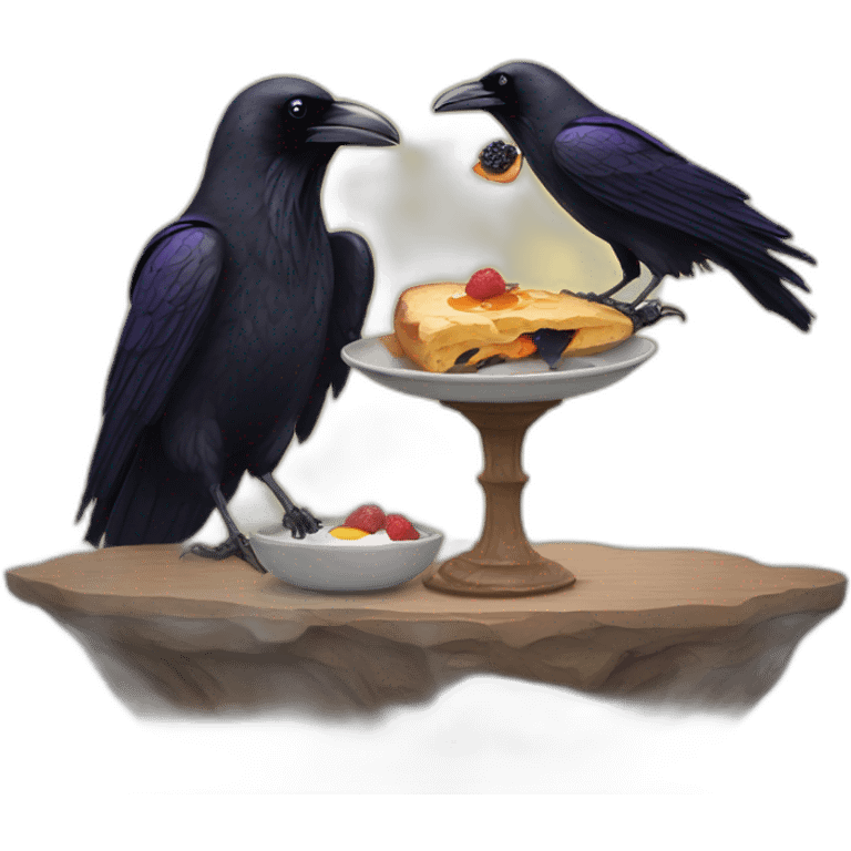 Raven eating breakfast  emoji