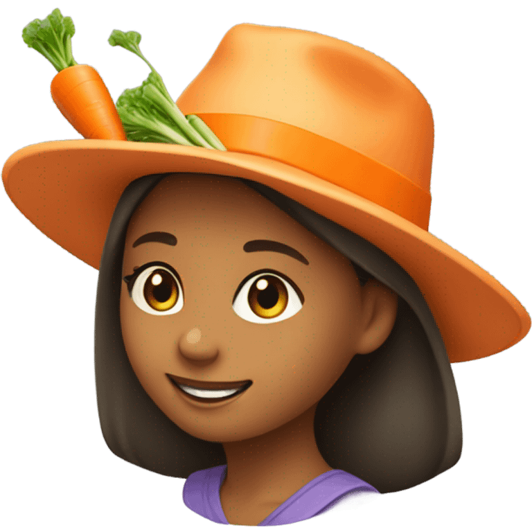 farmer girl in hat carying carrots emoji