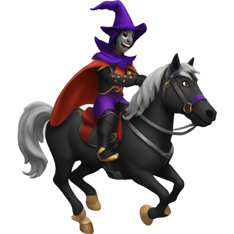 dark jester riding a horse emoji