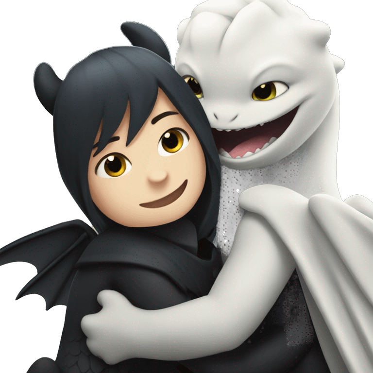 Toothless cuddle with white toothless emoji