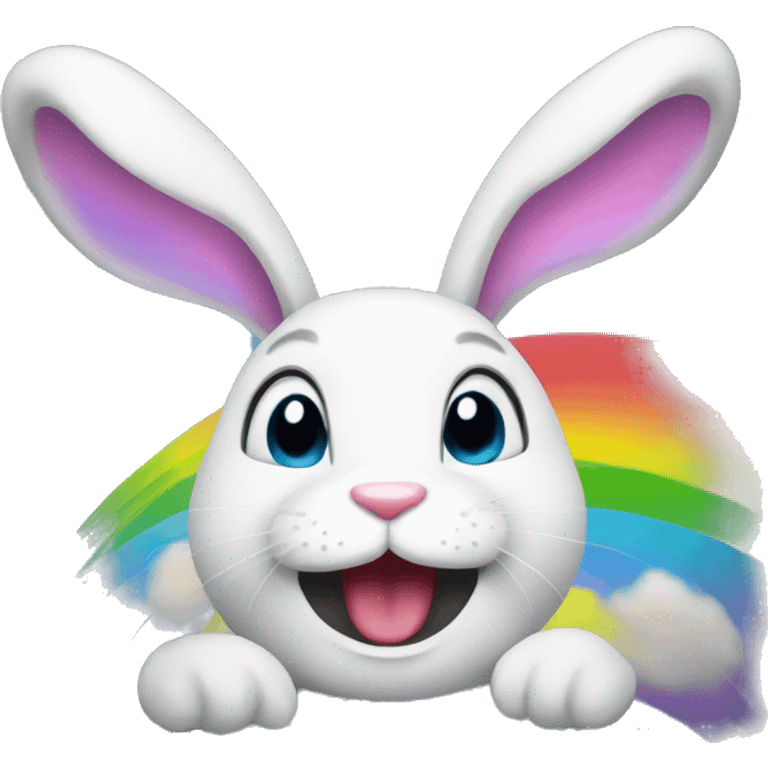 bunny with a rainbow emoji