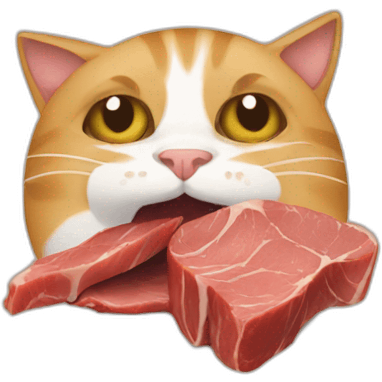 Cat eating meat emoji