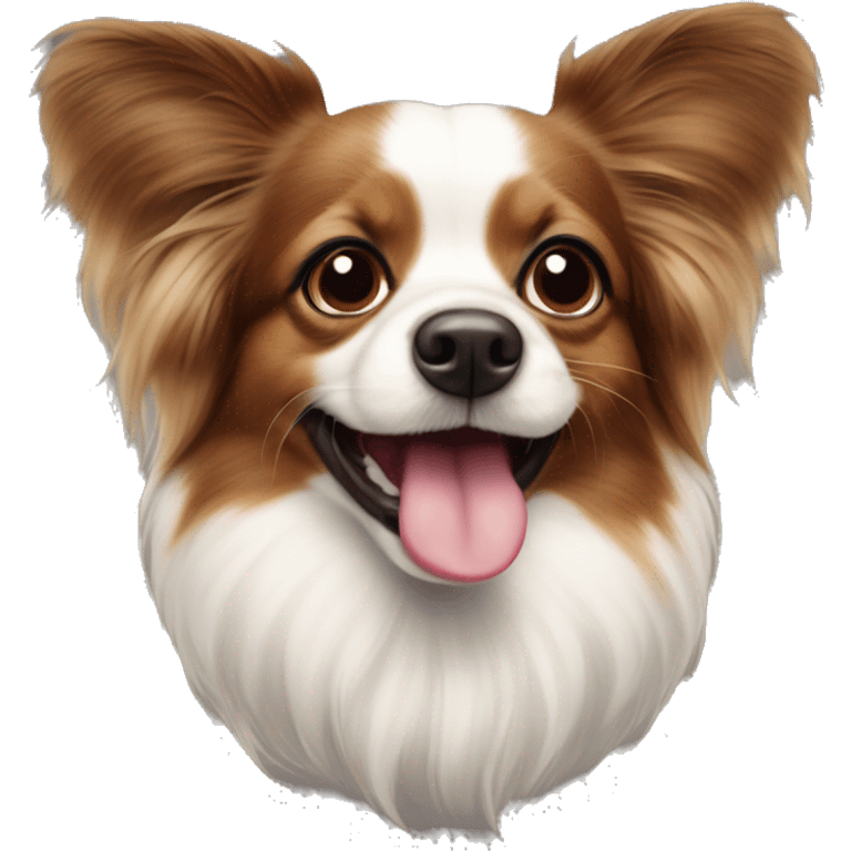 A papillon dog with it’s tongue out emoji