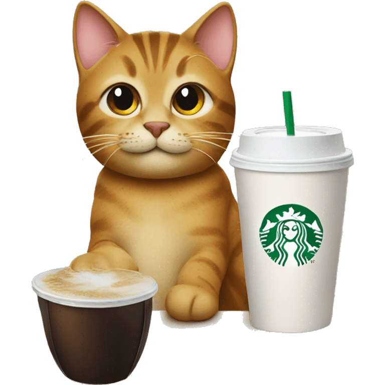 Cat drinking Starbucks emoji