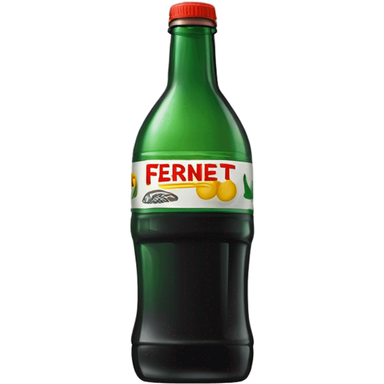 Fernet con coca servido en una botella de plástico cortada a la mitad emoji