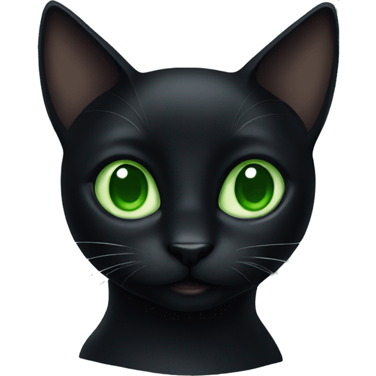 A black cat with green eyes emoji