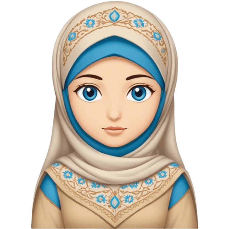 Turkish beautiful finish Konya girl blue eyes with hijab and ottoman dress emoji