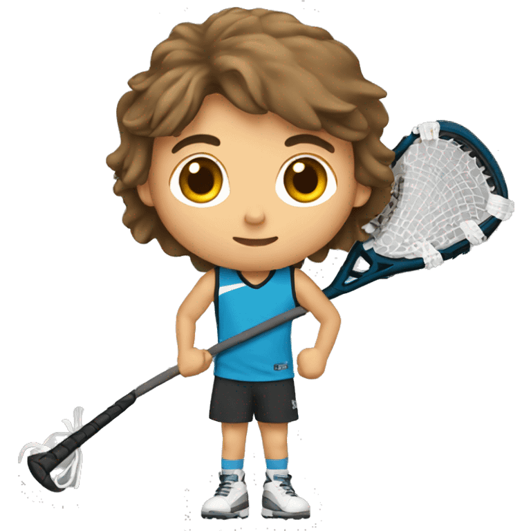 BOY HOLDING LACROSSE STICK WITH LONG BROWN HAIR SHAVED ON SIDE emoji