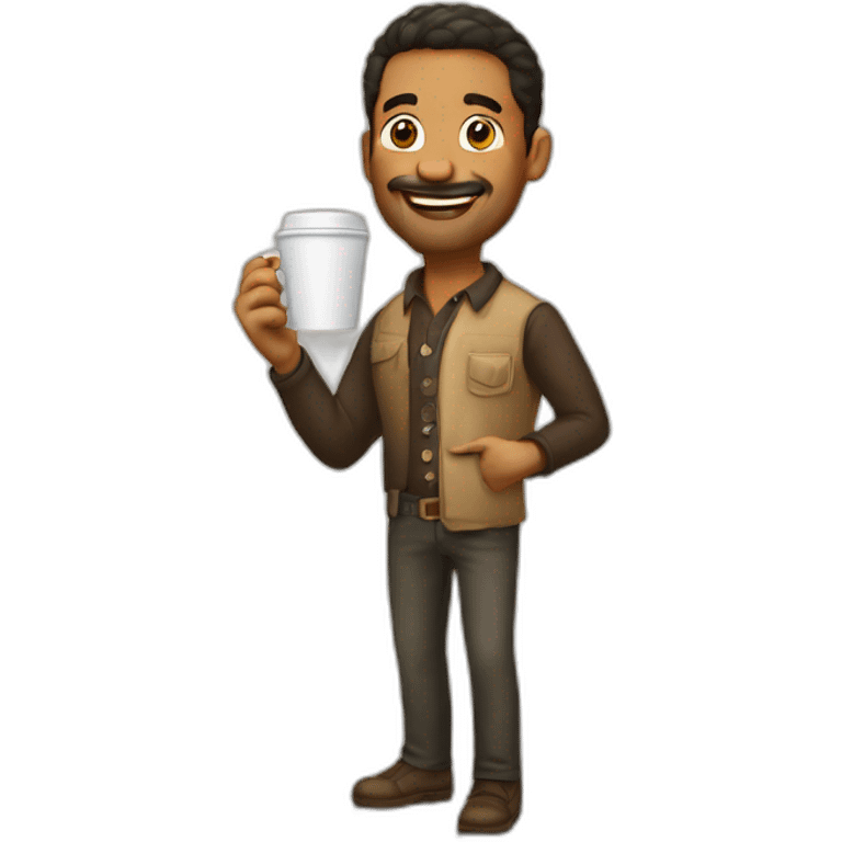 a-painter-with-wallpaper-in-his-right-hand-and-a-coffee-in-his-left-hand emoji