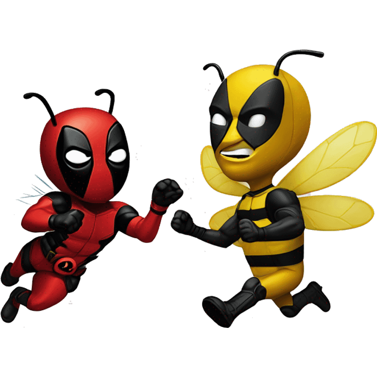 Bee chasing Deadpool  emoji