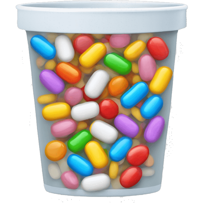 Small plastic cup with colorful pills inside emoji