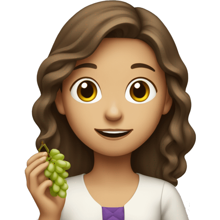 girl with brown hair  eating grapes  emoji