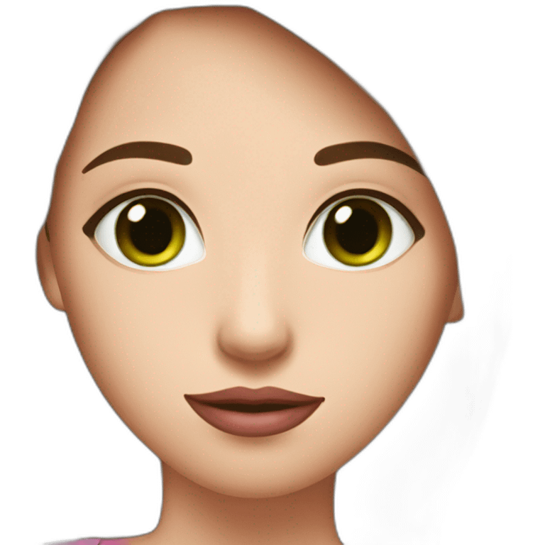 Female with green eyes and brown hair, pink lips emoji