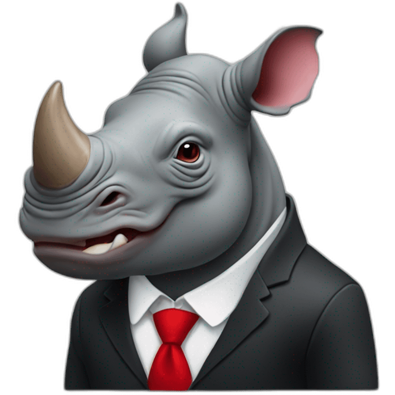 rhino wearing black suit with red tie emoji