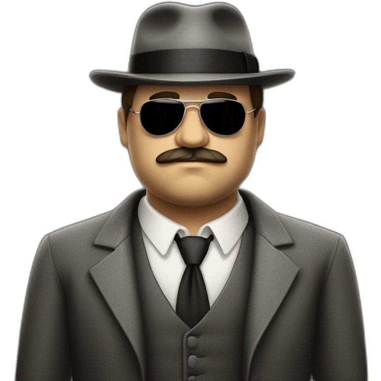 20s gangster full body, white man overweight fat mustache fedora emoji