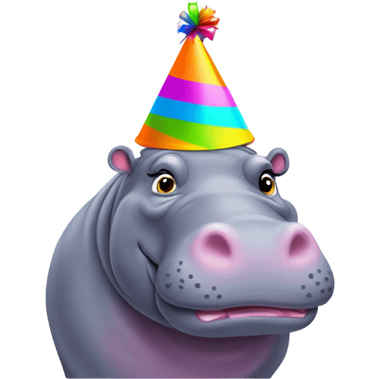 Hippo with a party hat emoji