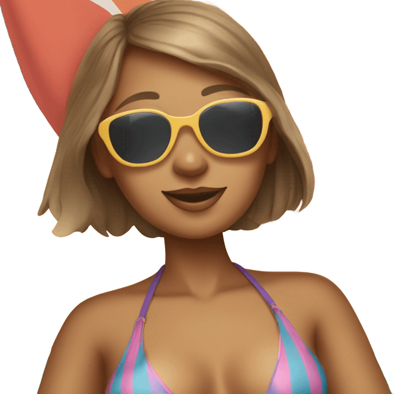 Girl tanning on beach emoji