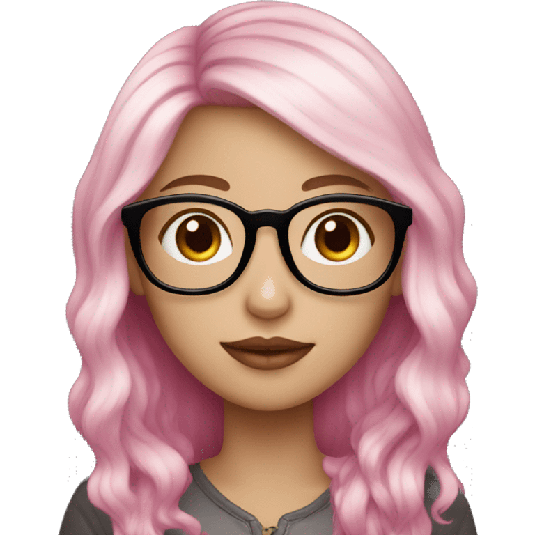 white girl with blonde and pink ombre hair and glasses, holding a heart emoji