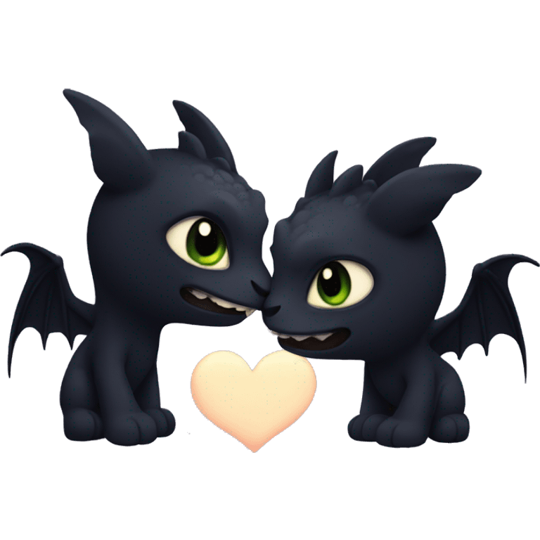 Two dark night fury in love emoji