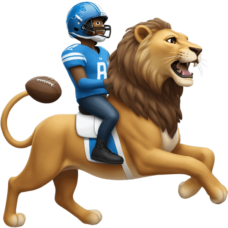 Riding a lion wearing a Detroit Lions helmet  emoji