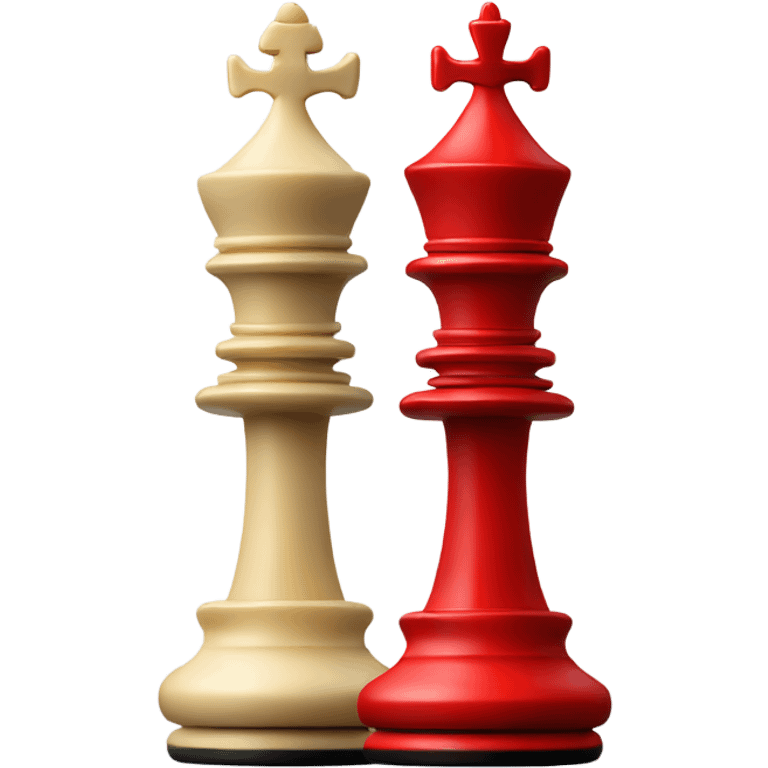 two queen chess pieces side by side one vibrant red and the other black emoji