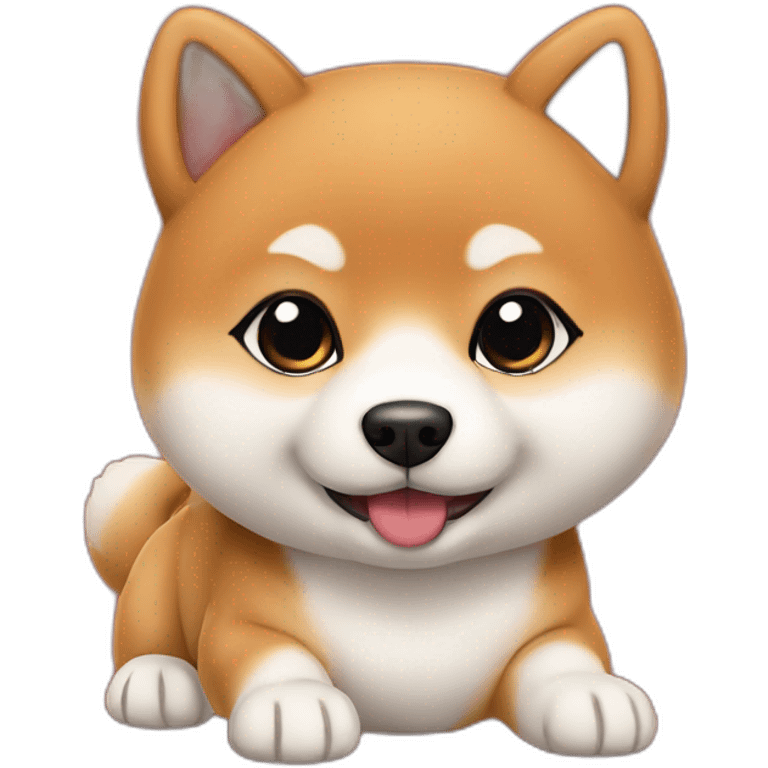 Baby shiba inu cartoon with red colour of background emoji