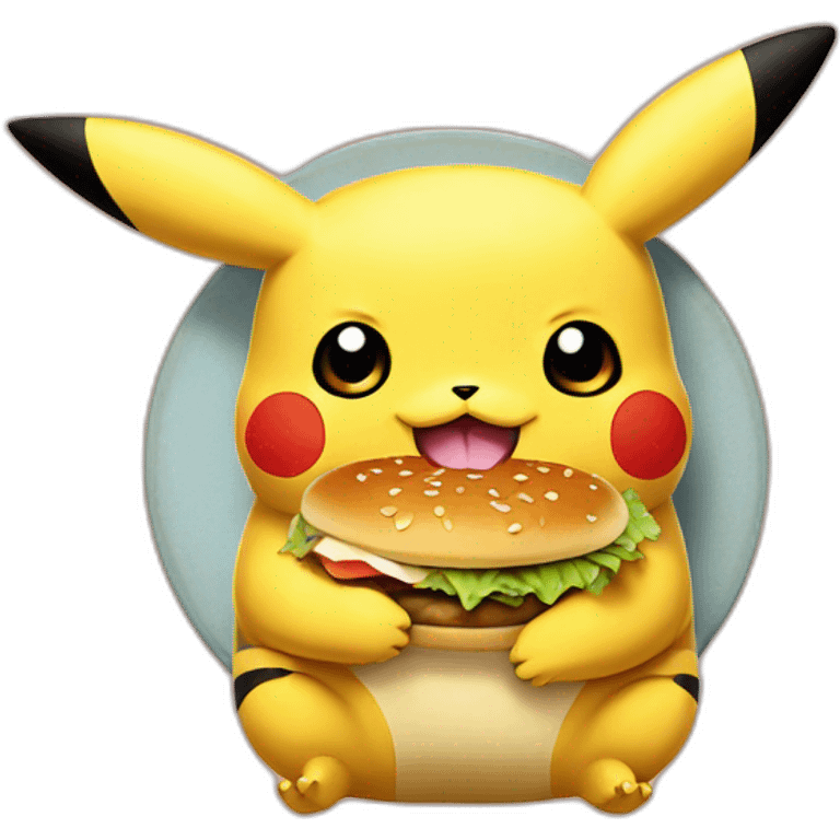 pikachu eating hamburger emoji