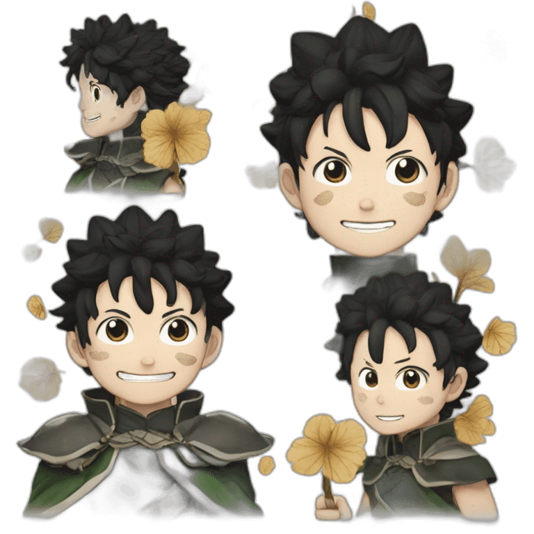 Trèfle a 5 feuilles de couleur noir de black clover emoji