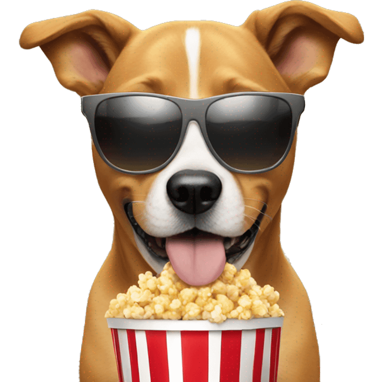 Dog wearing sunglasses eating popcorn  emoji