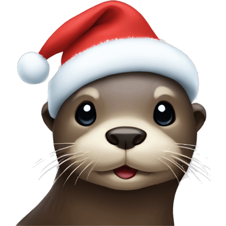 Otter with a christmas hat emoji