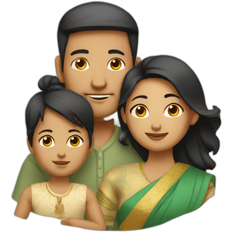 FamilyIndian father Chinese wife and mixed baby emoji