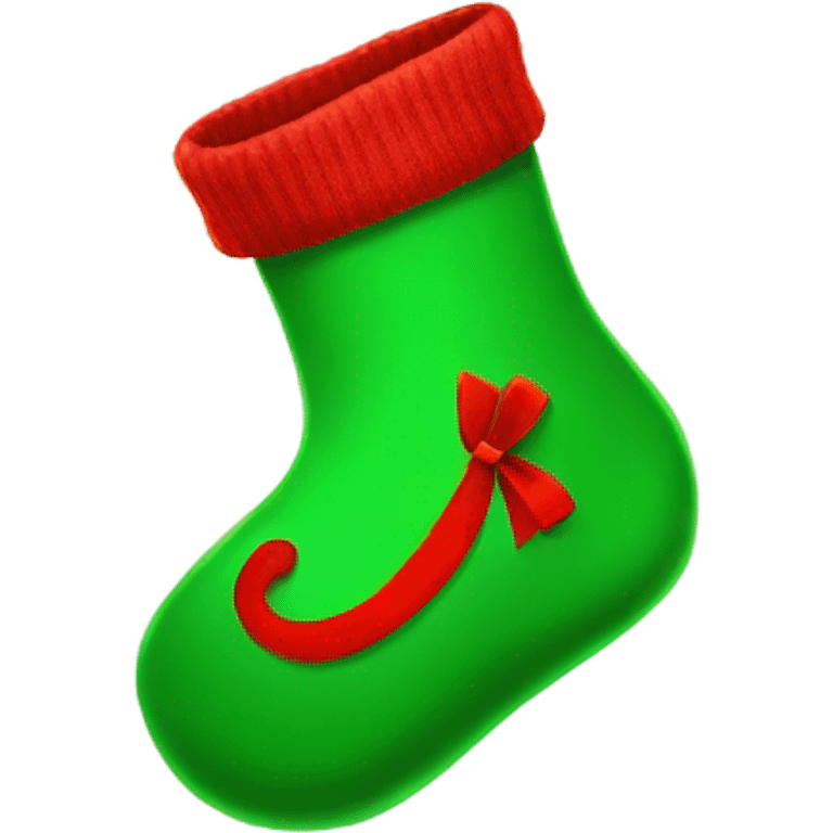 Red sock with green bow  emoji