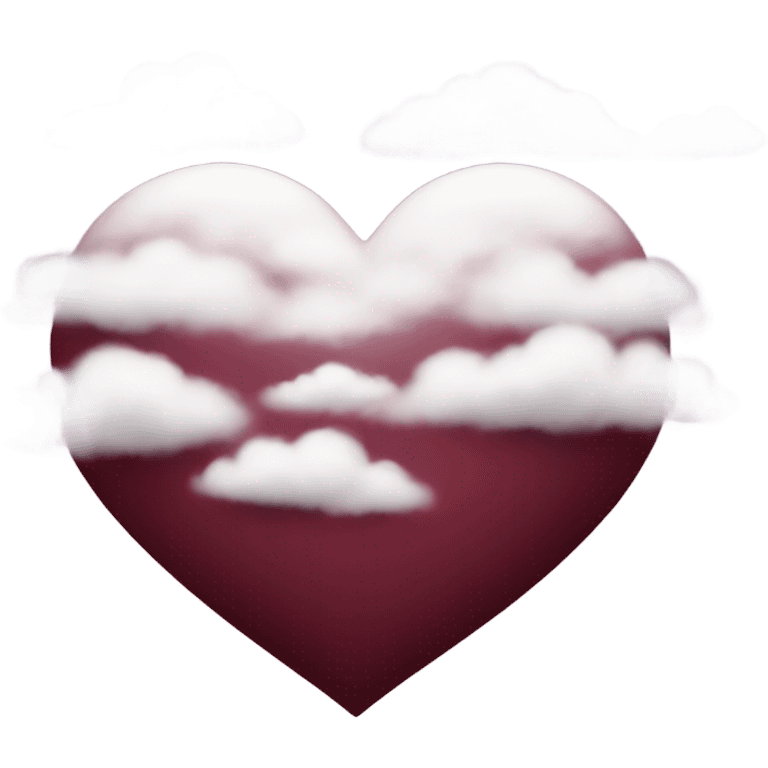 burgundy heart with clouds emoji